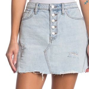NWT Free People Mini Skirt Distressed Denim Sz 29